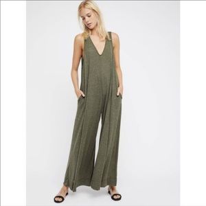 Free People Beach Fulton Linen Blend Palazzo Jumpsuit